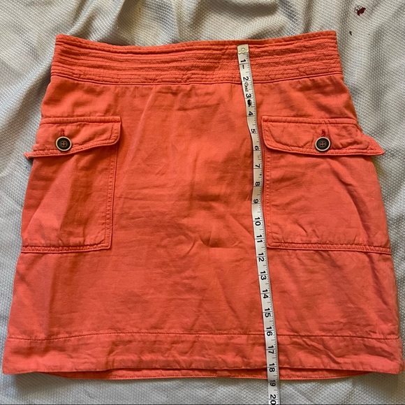 Anthropologie Cotton Linen Flap Pocket Utility Raspberry Skirt - Picture 3 of 8